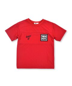 速乾 メッシュ ロゴ ワッペン プリント ワイド 半袖 Tシャツ (100~160cm)