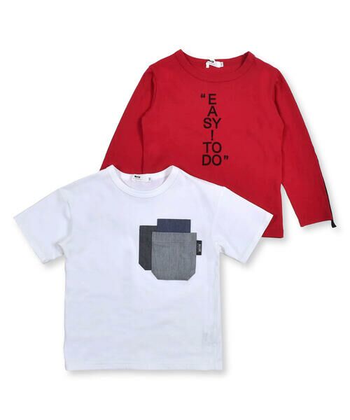 WASK / ワスク その他 | ダンガリー ポケット Tシャツ + 袖 テープ ロング Tシャツ セット (100~160cm) | 詳細4