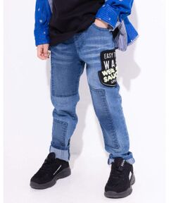 WASK / ワスク パンツ | ワッペン 付き パッチワーク スキニー デニム パンツ (100~160cm)