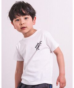 【 接触冷感 】 恐竜 化石 ツイン ロゴ プリント 天竺 Tシャツ（100~160cm）