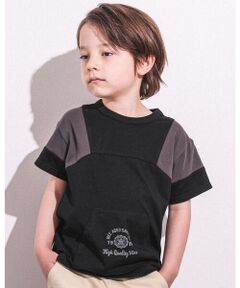 【 速乾 】 肩 配色 切り替え カンガルー ポケット Ｔシャツ（100~160cm）