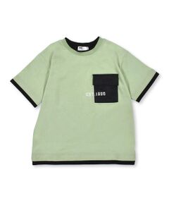 【 接触冷感 】 胸 ポケット 付き レイヤード風 Tシャツ (100~160cm)