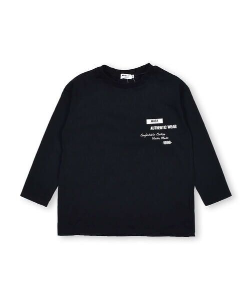 WASK / ワスク Tシャツ | 天竺 バック Ｖ 切り替え ロングスリーブ Tシャツ (100~160cm)（ブラック）