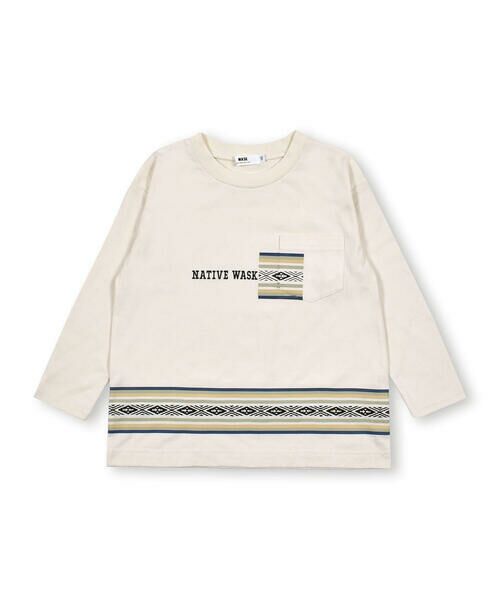WASK / ワスク Tシャツ | ポケット付き ネイティブ 柄 刺繍 天竺 Tシャツ (100~160cm) | 詳細4