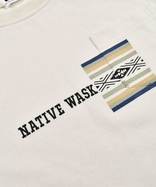 WASK / ワスク Tシャツ | ポケット付き ネイティブ 柄 刺繍 天竺 Tシャツ (100~160cm) | 詳細7