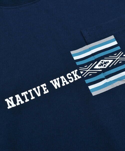 WASK / ワスク Tシャツ | ポケット付き ネイティブ 柄 刺繍 天竺 Tシャツ (100~160cm) | 詳細15