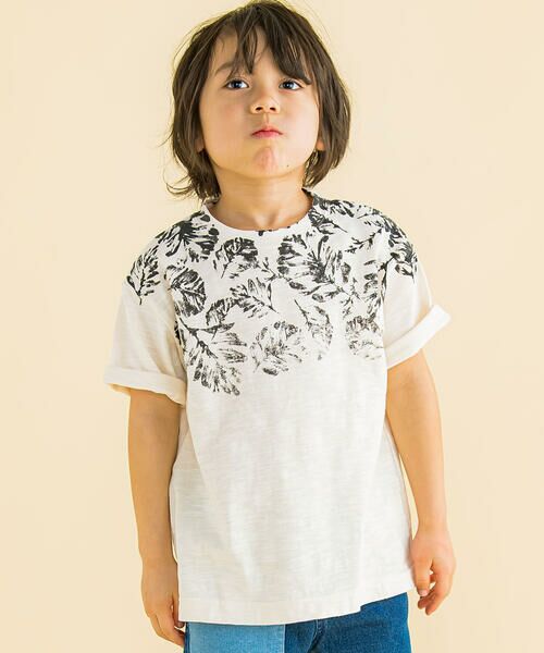 WASK / ワスク Tシャツ | ボタニカルプリントスラブ天竺ビッグTシャツ(100~160cm) | 詳細4