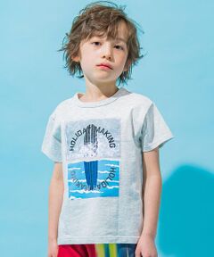 【接触冷感】サーフボードプリントパッチワークTシャツ(100~160cm)