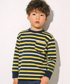 袖ロゴプリントマルチボーダーTシャツ(100~160cm)