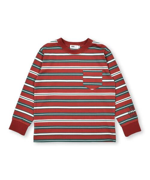 WASK / ワスク Tシャツ | 袖ロゴプリントマルチボーダーTシャツ(100~160cm) | 詳細3