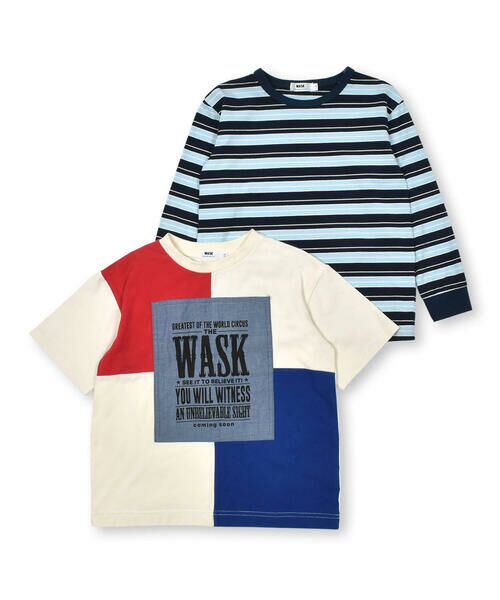 WASK / ワスク その他 | ダンガリーパッチTシャツ＋ボーダーロンTセット(100~160cm) | 詳細4