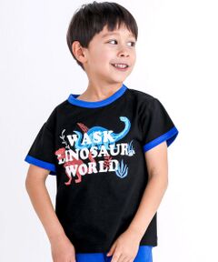 【抗菌防臭】恐竜蓄光プリントリンガー天竺Tシャツ(100~160cm)