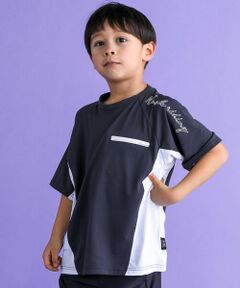 【速乾/接触冷感】【お揃い】配色ポケットロゴラグランメッシュTシャツ(100~160cm)