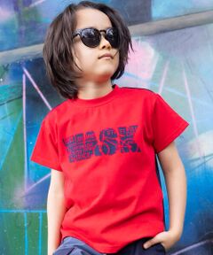 【接触冷感】BMXフロッキープリントバイカラー天竺Tシャツ(100~160cm)