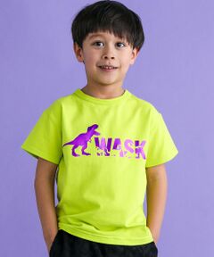 【速乾】恐竜箔プリント総柄天竺Tシャツ(100~160cm)