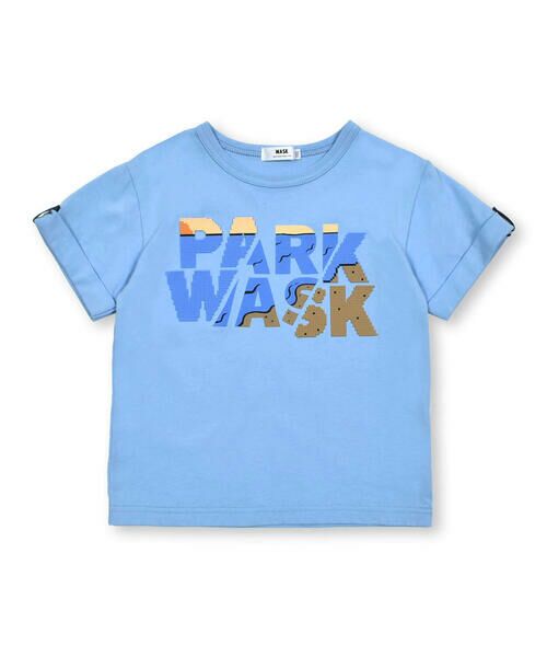 WASK / ワスク Tシャツ | 袖折り返しブロックプリント天竺Tシャツ(100~160cm) | 詳細1
