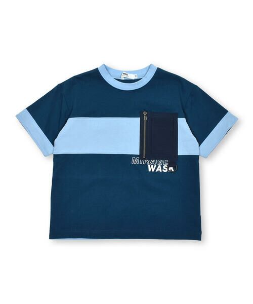 WASK / ワスク Tシャツ | 【接触冷感】配色異素材ファスナーポケットロゴ天竺Tシャツ(100~160cm) | 詳細5