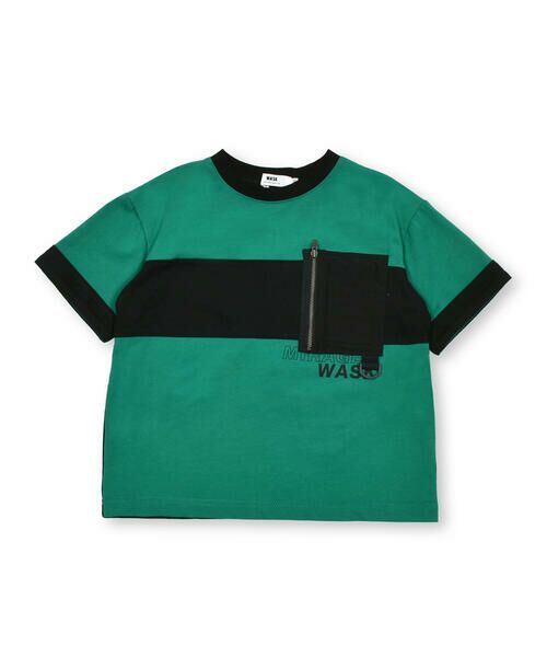 WASK / ワスク Tシャツ | 【接触冷感】配色異素材ファスナーポケットロゴ天竺Tシャツ(100~160cm) | 詳細15