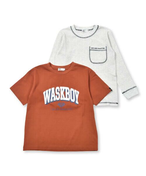 WASK / ワスク Tシャツ | 天竺カレッジロゴTシャツ＋ワッフルロングTセット(100~160cm) | 詳細17