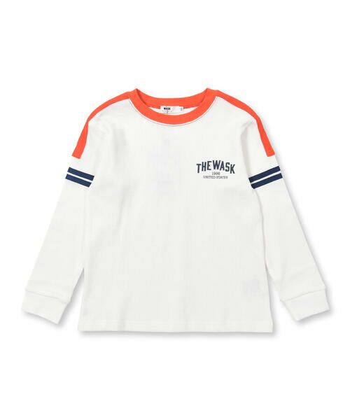 WASK / ワスク Tシャツ | カレッジロゴプリント袖ラインテープワッフルTシャツ(100~160cm) | 詳細4