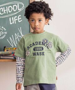 WASK / ワスク Tシャツ | ワッペンTシャツ＋ロゴ柄ロンT セット(100~160cm)