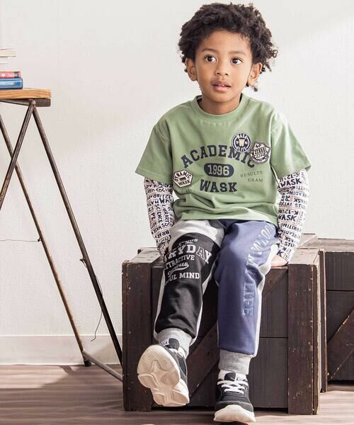 WASK / ワスク Tシャツ | ワッペンTシャツ+ロゴ柄ロンT セット(100~160cm) | 詳細2