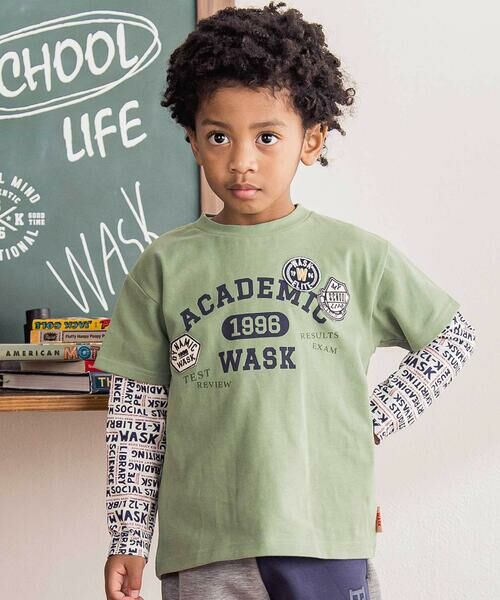 WASK/ワスク ワッペンTシャツ+ロゴ柄ロンT セット(100~160cm) グリーン 150cm WASK/ワスク ワッペンTシャツ+ロゴ柄ロンT セット(100~160cm) グリーン 150cm