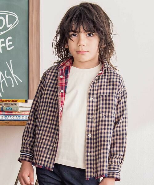 WASK / ワスク シャツ・ブラウス | チェック柄リバーシブルガーゼシャツ(100~160cm) | 詳細5