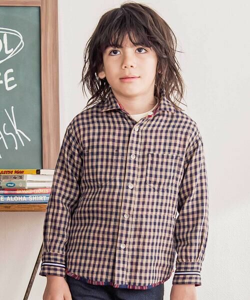 WASK / ワスク シャツ・ブラウス | チェック柄リバーシブルガーゼシャツ(100~160cm) | 詳細6