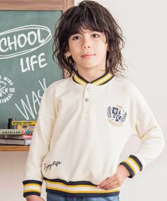 WASK / ワスク スウェット | ラインリブホックカレッジ刺しゅう裏毛トレーナー(100~160cm)