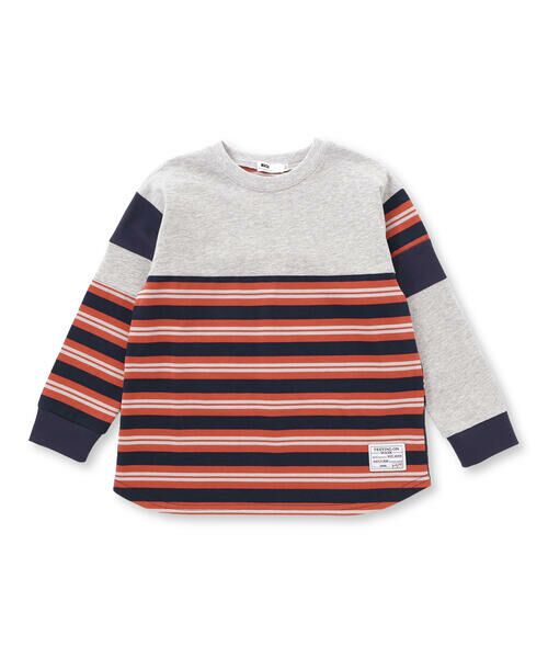 WASK / ワスク Tシャツ | クレイジーパターン無地+ボーダー天竺Tシャツ(100~160cm) | 詳細3