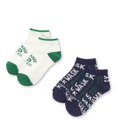 WASK / ワスク ソックス | カレッジロゴ＋ロゴ柄２Ｐショートソックス(15~24cm)