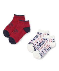 WASK / ワスク ソックス | カレッジロゴ＋ロゴ柄２Ｐショートソックス(15~24cm)