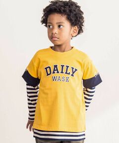 WASK / ワスク Tシャツ | ロゴパッチＴシャツ＋ボーダーロンＴ セット(100~160cm)