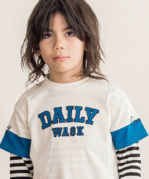 WASK / ワスク Tシャツ | ロゴパッチＴシャツ＋ボーダーロンＴ セット(100~160cm) | 詳細2
