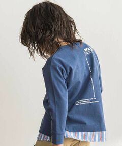 WASK / ワスク Tシャツ | ストライプシャツレイヤード風天竺Tシャツ(100~160cm)