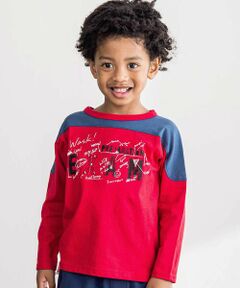 WASK / ワスク Tシャツ | バイカラー手書き風ロゴ天竺Tシャツ(100~160cm)