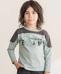 WASK / ワスク Tシャツ | バイカラー手書き風ロゴ天竺Tシャツ(100~160cm)