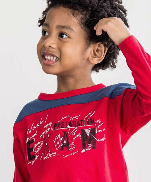 WASK / ワスク Tシャツ | バイカラー手書き風ロゴ天竺Tシャツ(100~160cm) | 詳細2