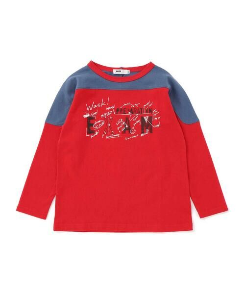 WASK / ワスク Tシャツ | バイカラー手書き風ロゴ天竺Tシャツ(100~160cm) | 詳細4