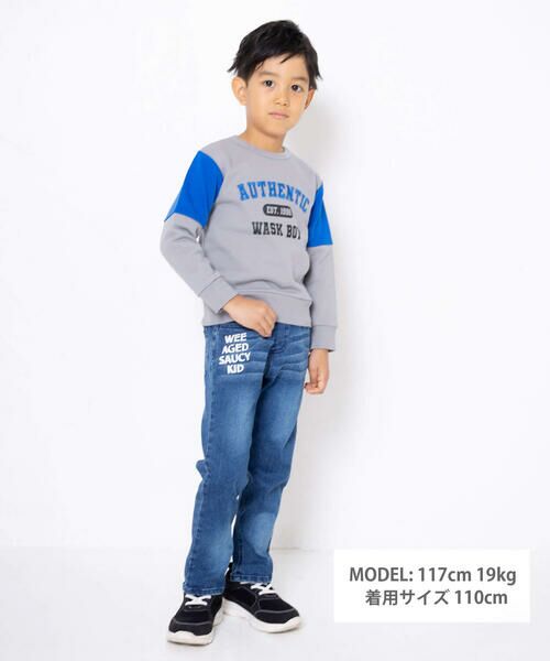 WASK / ワスク Tシャツ | バイカラーカレッジロゴ裏毛トレーナー(100~160cm) | 詳細1