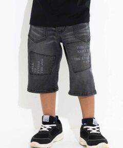 WASK / ワスク ショート・ハーフ・半端丈パンツ | 6分丈パッチワークロゴストレッチデニムパンツ(100~160cm)
