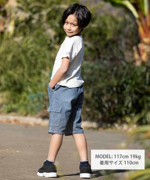 WASK / ワスク ショート・ハーフ・半端丈パンツ | 5.5分丈ヒッコリーワークパンツ(100~160cm) | 詳細1