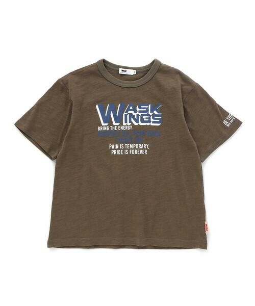 WASK/ワスク スラブ天竺アメカジロゴTシャツ(100~160cm) グリーン 120cm WASK/ワスク スラブ天竺アメカジロゴTシャツ(100~160cm) グリーン 120cm