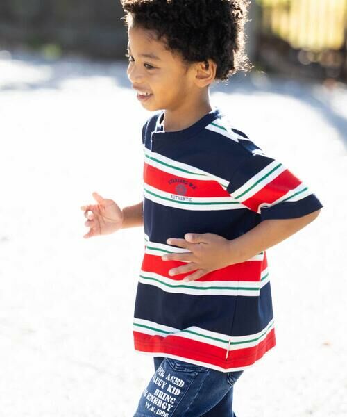 WASK / ワスク Tシャツ | ヘンリーネックカノコマルチボーダーTシャツ(110~160cm) | 詳細3