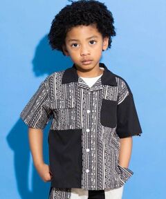 WASK / ワスク シャツ・ブラウス | 【お揃い】ネイティブ柄切り替えアロハウェザーシャツ(100~160cm)