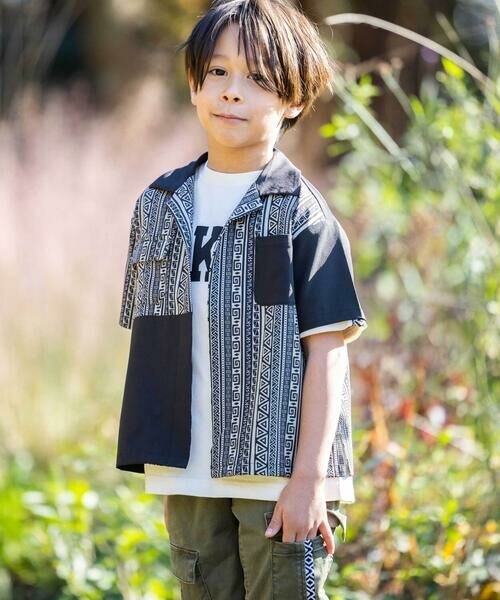 WASK / ワスク シャツ・ブラウス | 【お揃い】ネイティブ柄切り替えアロハウェザーシャツ(100~160cm) | 詳細5