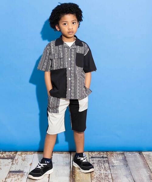 WASK / ワスク ショート・ハーフ・半端丈パンツ | 【お揃い】5.5分丈ネイティブ柄切り替えウェザーパンツ(100~160cm) | 詳細2