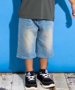 WASK / ワスク デニムパンツ | 6分丈合皮タグストレッチデニムパンツ(100~160cm)