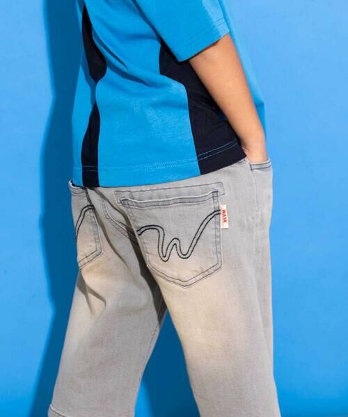 WASK / ワスク デニムパンツ | 6分丈合皮タグストレッチデニムパンツ(100~160cm) | 詳細8